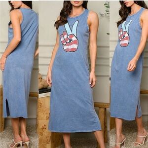 NeW Blue Sleeveless Maxi or TeeShirt Dress